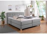 Boxspringbett HOME AFFAIRE "Fargo", grau (hellgrau), B:173cm L:227cm, Struktur fein (100% Polyester);Samtstoff (100% Polyester), Komplettbetten, Boxspringbett, in Überlänge 220 cm, mit Topper, 3 Ausführungen, 4, Breiten