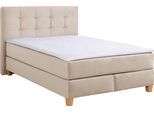 Boxspringbett HOME AFFAIRE "Moulay", beige, B:154cm L:231cm, Komplettbetten, Boxspringbett, inkl. Topper, in Überlänge 220 cm, 3 Härtegrade, auch in H4