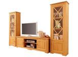 Wohnwand OTTO HOME "Lisa", beige (natur gebeizt, gewachst), B:295cm, Massivholz, Kastenmöbel-Sets, Wohnwand, bestehend aus zwei Vitrinen und einem Lowboard, massives Kiefernholz