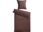 Bettwäsche KINZLER "Damast-Streifen", braun, B/L: 155cm x 220cm, 1 Stk., 1 Stk., Damast, B/L: 80cm x 80cm, 2 Stk., Damast, Obermaterial: 100% Polyester, Bettwäsche, Bettwäsche, aus Mikrofaser