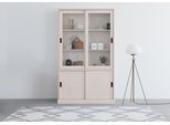 Vitrine OTTO HOME "Schröder", weiß, B:114cm H:190cm T:40cm, MDF, Massivholz, Schränke, Vitrine, mit 2+2 Schiebetüren, aus massivem Kiefernholz, Breite 114 cm