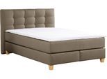 Boxspringbett HOME AFFAIRE "Moulay", braun (mittelbraun), B:154cm L:231cm, Komplettbetten, Boxspringbett, inkl. Topper, in Überlänge 220 cm, 3 Härtegrade, auch in H4