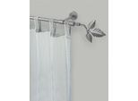 Gardinenstange GARESA "SHEET", silber (mattchromfarben), L:180cm Ø:16mm, Metall, Gardinenstangen, Gardinenstange, Vorhanggarnitur, verlängerbar, Knopf mit Blätter, ohne Ringe