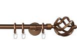 Gardinenstange GARESA "RUSTIKA", braun (bronzefarben), L:200cm Ø:16mm, Metall, Gardinenstangen, Gardinenstange, rustikale Vorhanggarnitur, verlängerbar, m. Ringe, Endknopf Korb