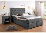 Boxspringbett HOME AFFAIRE "Chalon, in verschiedenen Breiten", grau (anthrazit), B:163cm L:210cm, Komplettbetten, Boxspringbett, inkl. Topper, wahlweise in H2, H3 oder H4 erhältlich