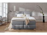 Boxspringbett HOME AFFAIRE "Wehma", grau, B:170cm L:233cm, Struktur fein (100% Polyester), Komplettbetten, Boxspringbett, inkl. Topper in 3 verschiedenen Matratzen, auch in Samtstoff
