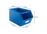 Schäfer Shop Select Sichtlagerkasten, mit Tragestab, L 377 x B 211 x H 201 mm, 11,5 l, 60 kg, Stahl, RAL 5015 (himmelblau)