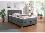 Boxspringbett HOME AFFAIRE "Fargo", grau (anthrazit), B:153cm L:227cm, Struktur fein (100% Polyester);Samtstoff (100% Polyester), Komplettbetten, Boxspringbett, in Überlänge 220 cm, mit Topper, 3 Ausführungen, 4, Breiten