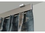 Gardinenstange GARESA "FLAT", silber (vernickelt, chromfarben), L:470cm, Aluminium, Gardinenstangen, Gardinenstange, Rechteckprofil, perfekter Lauf, modern, verlängerbar, mit Endkappe