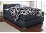 Boxspringbett HOME AFFAIRE "Chelles", grau (anthrazit), B:147cm L:245cm, Samtoptik (100% Polyester);Bezug der Spiegelfläche Matratzendrell aus 100% Polyester;Struktur fein 100% Polyester), Komplettbetten, Boxspringbett, inkl. Topper,, in XXL- Überlänge 220 cm, Unterbox mit feine Wölbung