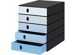 Schubladenbox Styro Styroval Pro Color Flow, für Formate bis C4, 5 geschlossene Schübe, 100 % Polystyrol, blau/schwarz, Farbverlauf