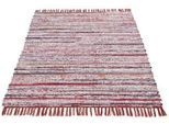 Teppich CARPETFINE "Kelim Chindi, Wendeteppich", rot, B:140cm H:6mm L:200cm, Baumwolle, Polyester, Teppiche, Teppich, handgewebt, Fleckerlteppich mit Fransen, auch vielen in Läufergrößen