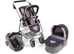 Kombi-Puppenwagen CHIC2000 "Emotion All In 3in1, Grau-Navy", blau (melange grau, navy), Puppenwagen, KinderB:67cm H:77cm T:67cm, Kunststoff, Metall, Stoff, inkl. Babywanne, Babyschale und Sportwagenaufsatz, B:67cm H:77cm T:67cm