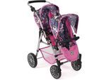 Puppen-Zwillingsbuggy CHIC2000 "Twinny, Einhorn", blau (einhorn), Puppenwagen, KinderB:63cm H:77cm T:63cm, Kunststoff, Metall, Stoff, mit schwenkbaren Vorderrädern, B:63cm H:77cm T:63cm