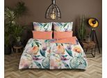 Wendebettwäsche HIP "BERNICE", bunt (multi), B/L: 200cm x 200cm, 1 Stk., 2 Stk., Satin, B/L: 80cm x 80cm & 80cm x 80cm, 3 Stk., Satin, Obermaterial: 100% Baumwolle, Bettwäsche, Wendebettwäsche, Mako-Satin, 135x200, Reißverschluss, Wendeoptik, Mandala, Blumen, Weiß