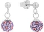 Paar Ohrstecker AMOR "2021258", silber (silberfarben, rosa, lila, rosa, lila), Ohrringe, Mädchen, Silber 925 (Sterlingsilber), mit Kristallglas