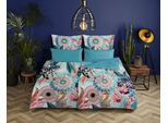 Wendebettwäsche HIP "MAXIMILIAN", blau (türkis), B/L: 200cm x 200cm, 1 Stk., 2 Stk., Satin, B/L: 80cm x 80cm & 80cm x 80cm, 3 Stk., Satin, Obermaterial: 100% Baumwolle, Bettwäsche, Wendebettwäsche, Mako-Satin, 135x200, Reißverschluss, Wendeoptik, Mandala, Türkis