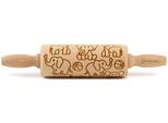 Teigroller FOLKROLL "Elefanten", braun (holzfarben), L:23cm Ø:4,5cm, Massivholz, Teigroller, Keksteig im Handumdrehen mit Motiv versehen