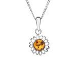 Kette mit Anhänger OSTSEE-SCHMUCK "- Blüte 12 mm - Silber 925/000 - Bernstein" Gr. 45, silber (silber 925, silberfarben, weiß), Schmuck_Sets, Damen, 45, Silber 925 (Sterlingsilber)