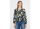Langarmbluse CECIL, Damen, Gr. XXL (46), raw khaki, Stoff, 100% Viskose, gemustert, klassisch normal, Rundhals, Rippbündchen, Blusen, aus satinierter Viskose