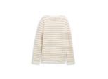 TOM TAILOR Damen Strickpullover aus Baumwolle, beige, Gestreift, Gr. XS