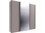 Kleiderschrank WIMEX "Mugano, Made in Germany, Lieferung bis in Deine Etage und Stellort", schwarz (saharagrau, griffe schwarz), B:225cm H:236cm T:65cm, Holzwerkstoff, Schränke, Kleiderschrank, 3 Schwebetüren, große Größen, mit oder ohne Spiegel, Metallgriffe