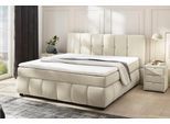 Boxspringbett JOCKENHÖFER GRUPPE "Cora", transparent (beige 438, 07), B:201cm L:219cm, Bezug Bett: Flachgewebe (100% Polyester);Topper und Matratzenspiegel: 100% Polyester, Komplettbetten, Boxspringbett, Wende-Bonell-Federkern-Matratze (H2/H3), PU-Schaum Topper