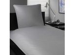 Bettwäsche ELEGANTE "Hamburger Streifen", grau (grau, weiß), B/L: 135cm x 200cm, 1 Stk., 1 Stk., Mako-Satin, B/L: 80cm x 80cm, 2 Stk., Mako-Satin, Obermaterial: 100% Baumwolle, Bettwäsche, Bettwäsche, angenehmes Hautgefühl