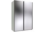 Kleiderschrank WIMEX "Mugano, B/T/H 135 oder 180/65/198cm, Made in Germany", schwarz (weiß, griffe schwarz), B:135cm H:198cm T:65cm, Holzwerkstoff, Schränke, Kleiderschrank, 2 Schwebetüren mit oder ohne Spiegel, Metallgriffe