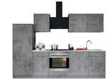 Küchenzeile WIHO KÜCHEN "Cali", grau (küche: grau, korpus: betonfarben, arbeitsplatte: canvas grau), B:280cm T:60cm, Komplettküchen-Sets, Küchenzeile, ohne E-Geräte, Breite 280 cm