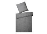 Bettwäsche ELEGANTE "Breezee", grau (dunkelgrau), B/L: 135cm x 200cm, 1 Stk., 1 Stk., Halbleinen, B/L: 80cm x 80cm, 2 Stk., Halbleinen, Obermaterial: 50% Baumwolle, 50% Leinen, Bettwäsche, Bettwäsche, angenehmes Hautgefühl