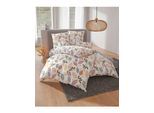 Bettwäsche WÄSCHEPUR Gr. 3, ecru, papaya, bedruckt, B/L: 155cm x 220cm, Renforcé, B/L: 80cm x 80cm, 2 tlg., Renforcé, 100% Baumwolle, Bettwäsche, Bettwäsche