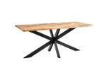 Carryhome Esstisch, Braun, Natur, Schwarz, Holz, Metall, Mangoholz, Hartholz, Holz, rechteckig, eckig, Sternfuß, 90x76x180 cm, Esszimmer, Tische, Esstische