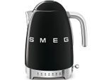 Smeg Wasserkocher 50´s Style, Schwarz, Metall, 1,7 L, 22.3x28x17.1 cm, automatische Abschaltung, 360°-Sockel, Anti-Rutsch-Füße, abgedecktes Heizelement, herausnehmbarer Filter, Signalton, Temperaturstufen individuell einstellbar, Warmhaltefunktion, Küchengeräte, Wasserkocher
