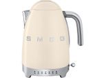 Smeg Wasserkocher 50´s Style, Creme, Chrom, Metall, Kunststoff, 1,7 L, 22.3x28x17.1 cm, kabellos, automatische Abschaltung, manuelle Trockengehschutz, Überhitzungsschutz, 360°-Sockel, Anti-Rutsch-Füße, flaches Heizelement, herausnehmbarer Filter, Warmhaltefunktion, Beleuchtung, variable Temperaturauswahl, Küchengeräte, Wasserkocher