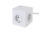 Mican Steckdosenwürfel Plug Box, Weiß, Kunststoff, 7.5x7.5x7.5 cm, Schutzkontakt, Freizeit, Entertainment, Elektrozubehör