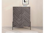 Highboard OTTO HOME "Eadwine", grau (weiß eiche), B:90cm H:120cm T:38cm, MDF, Sideboards, Highboard, Kommode, Midischrank, Push-to-open, Türen mit Fischgräten Muster