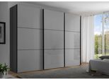 Schwebetürenschrank STAUD "Includo Glas, Made in Germany", hellgrauglas, B:280cm H:222cm T:68cm, Holzwerkstoff, Schränke, Schwebetürenschrank
