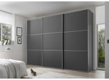 Schwebetürenschrank STAUD "Includo, kurze Lieferzeit: "Premium Variante in Weiß in 249cm Breite", schwarz (dekor vulkan), B:298cm H:222cm T:68cm, Holzwerkstoff, Schränke, Schwebetürenschrank