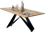 Esstisch SIT, natur, schwarz, schwarz, natur, B:240cm H:75,4cm T:100cm, Wildeiche geölt, Metall (Eisen), Tische, Esstisch, Wildeiche massiv geölt