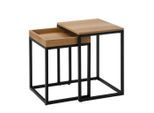 Boxxx Beistelltischset, Eiche, Metall, Holzwerkstoff, 2-teilig, eckig, U-Form, 38-45x51-55x40 cm, offenes Fach, einfacher Aufbau, Wohnzimmer, Wohnzimmertische, Satztische