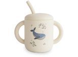 Mushie Silicone Training Cup Whales Kop met rietje 270 ml