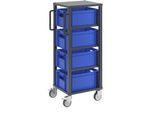 eurokraft pro Euro-Transportwagen CustomLine, für Behälter-LxB 400 x 300 mm, grau, mit 4 Kästen, 210 mm hoch