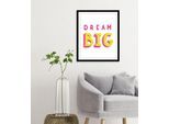 Bild QUEENCE "Dream Big", pink (farbe rahmen: schwarz, farbe bild(er): pink), B:30cm H:40cm, Acrylglas, Holz, Papier, Bilder, Bild, gerahmt