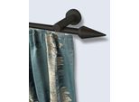 Gardinenstange GARESA "AGROS", schwarz, L:180cm Ø:20mm, Aluminium, Holzwerkstoff, Kunststoff, Gardinenstangen, Gardinenstange, Vorhanggarnitur, einfache Montage, verlängerbar, Wandmontage, Spitze