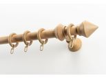 Gardinenstange GARESA "Palmo", braun (buchefarben), L:420cm Ø:28mm, Holzwerkstoff, Gardinenstangen, Gardinenstange, Vorhanggarnitur aus Holz, verlängerbar, mit Ringe/2 Lauf Gleiter