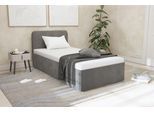 Polsterbett "Shawn", grau (silbergrau), L:210cm, Bezug Kopfteil: Teddy-Stoff: 100% Polyester, Bezug Bettgestell: Microvelours 100% Polyester, Polsterung: Polsterwatte, Material Gestell: gepolsterter Holzwerkstoff, WESTFALIA SCHLAFKOMFORT, Betten, Polsterbett, zwei verschiedene Liegehöhen wählbar