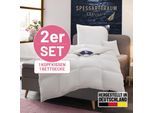Daunenbettdecke + 3-Kammer-Kopfkissen SPESSARTTRAUM "Exklusiv, 2-tlg, hergestellt in Deutschland, made in Germany, Set", weiß, B/L: 155cm x 220cm Anzahl Teile 1, B/L: 80cm x 80cm Anzahl Teile 1, Bezug: Baumwolle Füllung: Entendaune/-feder, warm, Bettdecken Bezug: 100% Baumwolle. Kopfkissen Bezug: 100% Baumwolle. Bettdecken Füllung: 100% Daunen. Kopfkissen Füllung: 90% Daunen, 10% Federn, Bettwaren