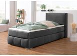 Boxspringbett HOME AFFAIRE "Wehma", grau (schiefer), B:110cm L:213cm, Struktur fein (100% Polyester), Komplettbetten, Boxspringbett, inkl. Topper in 3 verschiedenen Matratzen, auch in Samtstoff