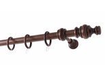 Gardinenstange GARESA "BAROCK", braun (nussbaum), L:170cm Ø:35mm, Holzwerkstoff, Gardinenstangen, Gardinenstange, rustikale Vorhanggarnitur Holz, verlängerbar, mit Ringe/2 Lauf Gleiter